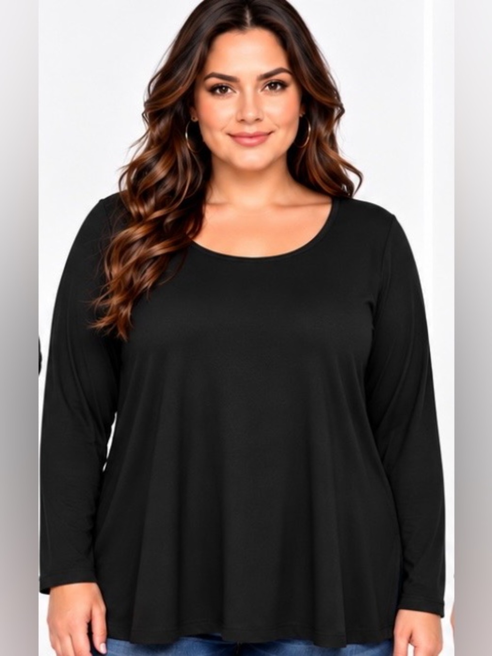 Mario Serrani Italy Women’s XXL Black Long Sleeve Stretch Tunic Top Plus Size